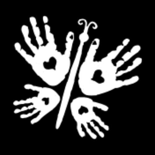 Handprint butterfly with hearts.